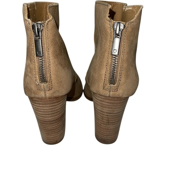 Lucky Brand Women's Boots Size 7M Tan Leather Upper Back Zip Block Heel - Picture 4 of 10
